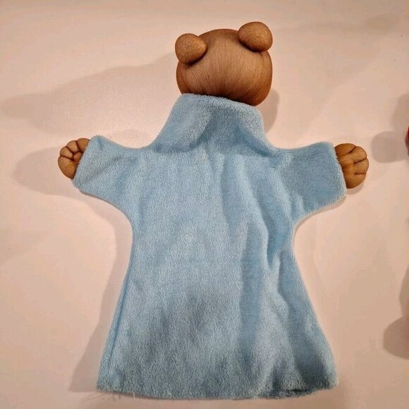 2 Vintage Panty Hose Hand Puppet Bear & African American Baby Doll Blue Red - Picture 12 of 12